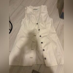Abercrombie & Fitch White Sleeveless Button-Front Jean Dress Size M